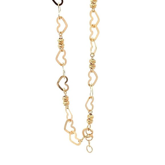 Unbranded Jewelry - 18K Yellow Gold Bracelet Heart Beads 2.46 grams 7.5 inches